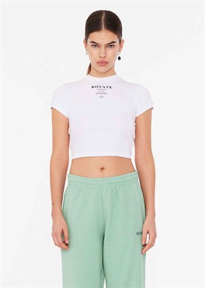 Ribbed Cropped tee Bright White ROTATE SUNDAY