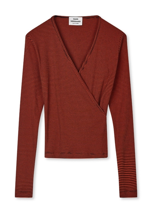 Susi ls stripe bluse Fiery Red/Black Mads Nørgaard 