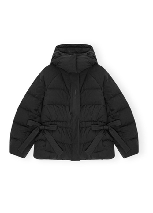 Tech seersucker oversized puffer jakke Sort F9496 Ganni