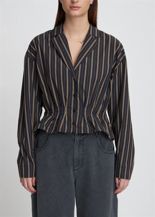 Feminine pleated skjorte Dark Striped Stella Nova 