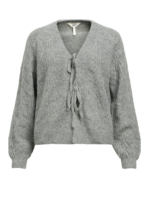 Flora ls knit cardigan Medium Grey Melange Object 