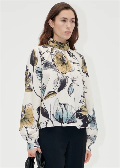 Gathered long sleeve bluse Fine Line Poppies Stine Goya 