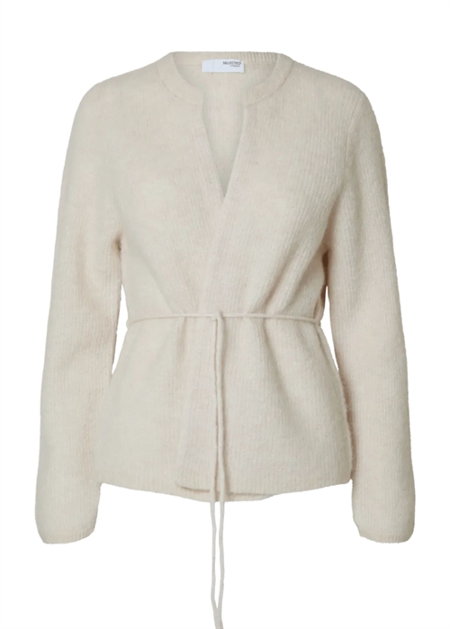 Sia ras ls knit belt cardigan Birch Melange Selected Femme 