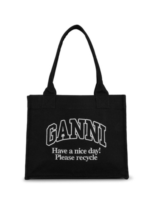 Large Easy shopper contrasted Logo Phantom A6647 Ganni 