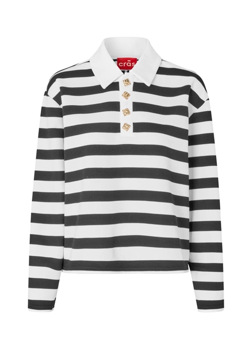 Bea polo bluse Black Stripe Cras