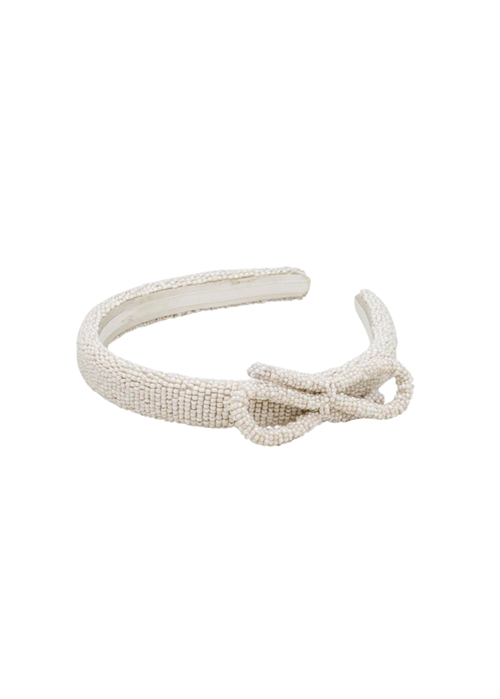 Bow slim beaded hairbrace Offwhite Becksøndergaard 