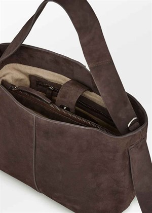 Suede Fraya small bag Hot Fudge Brown Becksøndergaard 