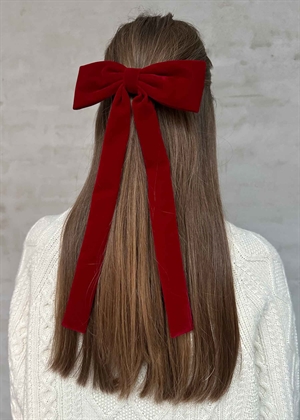 Velvet bow hair clip Savvy Red Becksøndergaard 