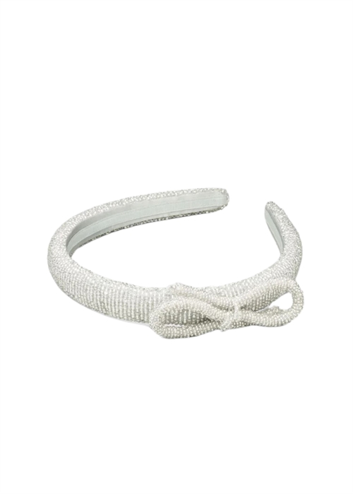 Bow slim beaded hairbrace Silver Becksøndergaard 