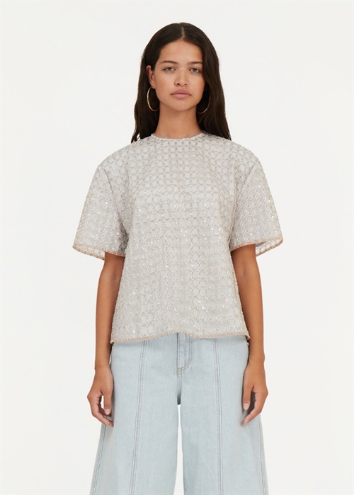 Daline beaded oversized tee Doeskin Beige ROTATE By Birger Christensen 