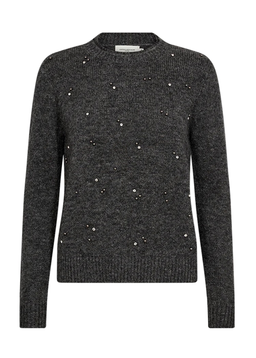 Diamond pullover w/Rhinestones & Pearls Dark Grey Melange Copenhagen Muse 