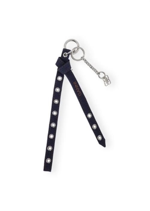 Ganni Eyelet Keyring Denim Dark Navy A6260 Ganni 