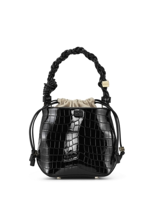 Ganni Bou Bucket bag Patent Croco Black A6286 Ganni 