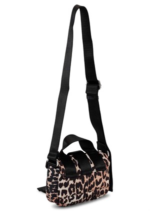 Recycled Tech mini satchel bag Leopard A5640 Ganni