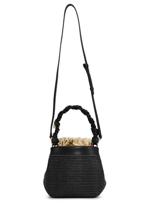 Raffia Bou bucket bag Black A5904 Ganni 