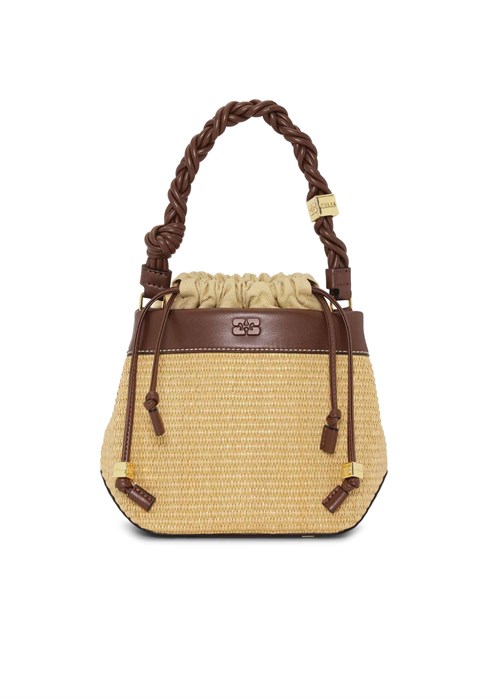 Raffia Bou Bucket bag Nature A5905 Ganni 