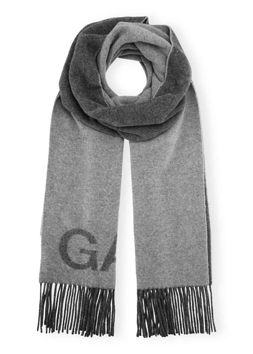 Fringed Wool scarfFrost Gray A6030 Ganni 