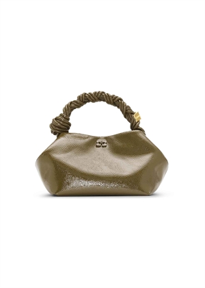 Ganni Bou small patent bag Military Olive A6337 Ganni