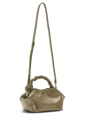 Ganni Bou small patent bag Military Olive A6337 Ganni