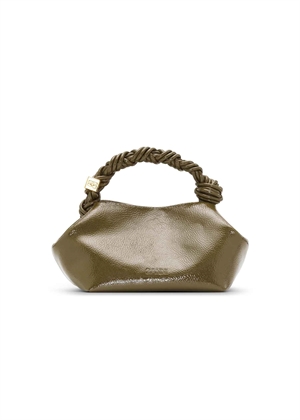 Ganni Bou small patent bag Military Olive A6337 Ganni