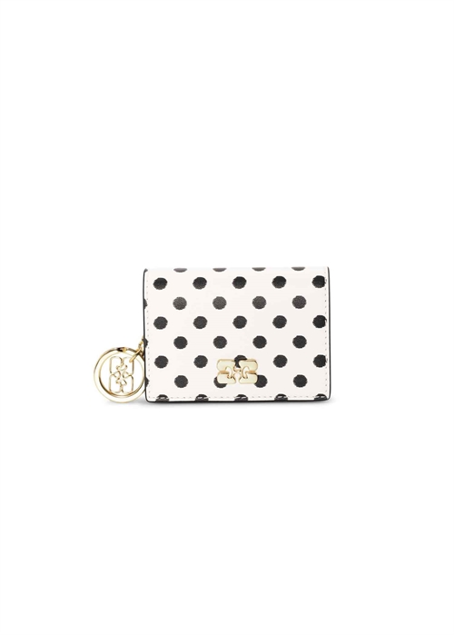 Ganni Bou card holder with flap print dots Egret A6542 Ganni 