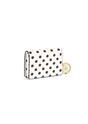 Ganni Bou card holder with flap print dots Egret A6542 Ganni 