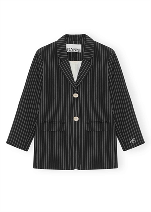 Stripe suiting boxy blazer Sort F9405 Ganni 