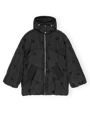 Nylon tech puffer midi jakke Black F9545 Ganni 