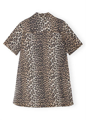 Print denim mini kjole Leopard J1528 Ganni 