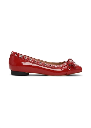 Eyelets Bow naplack ballerina Racing Red S2757 Ganni 