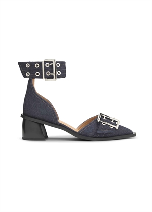 Feminine Buckle open cut denim pump Dark Navy S2803 Ganni 