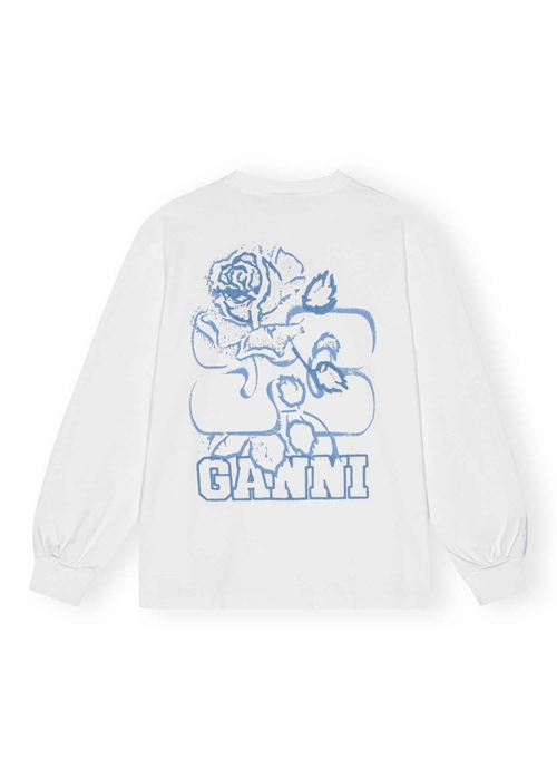 Future Heavy rose long sleeve tee Bright White T3999 Ganni 