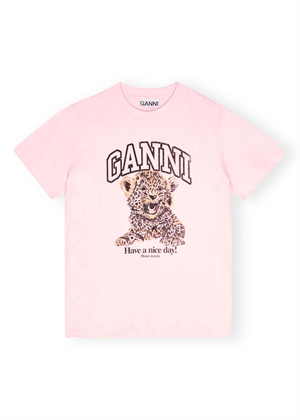 Leopard tee Chalk Pink T4161 Ganni 