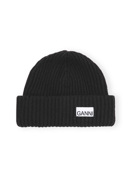 Structured rib beanie Sort A4429 Ganni 