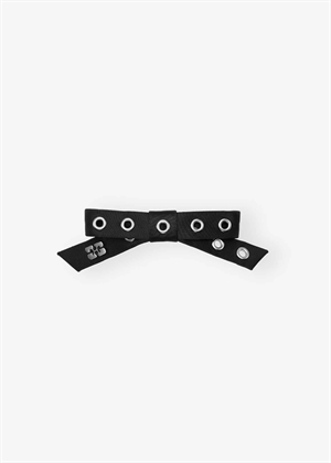 Eyelet bow barrette satin Sort A6469 Ganni 