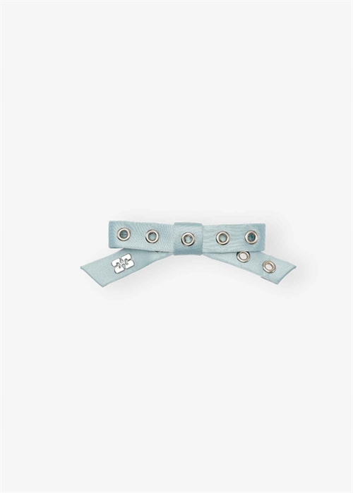 Eyelet bow barrette satin Icy Blue A6470 Ganni 