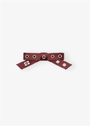 Eyelet bow barrette satin Dark Burgundy A6473 Ganni 