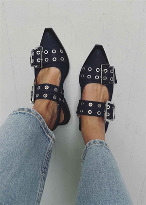 Feminine Buckle Ballerina Denim Dark navy S2797 Ganni 