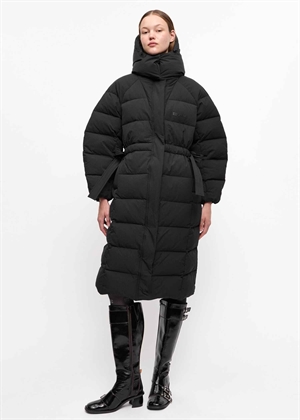 Tech seersucker puffer coat Sort F9688 Ganni 