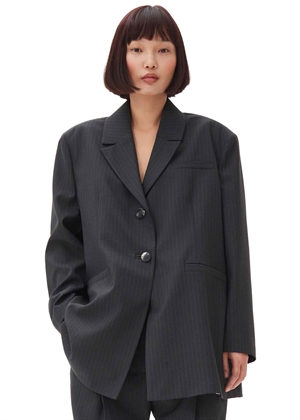 Melange Stripe suiting oversized blazer Phantom F9697 Ganni 