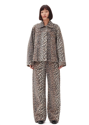 Print denim jakke Leopard J1581 Ganni