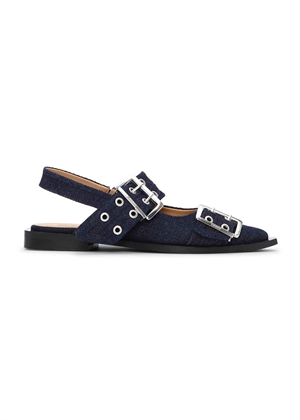 Feminine Buckle Ballerina Denim Dark navy S2797 Ganni 