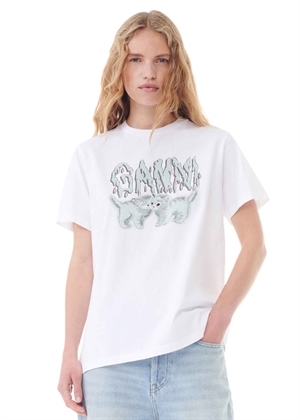 Love Cats tee Bright White T3917 Ganni 