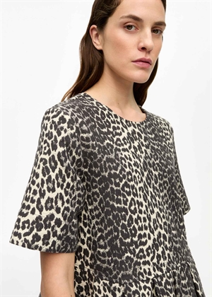 Cotton tweed mini kjole Leopard W0362 Ganni 