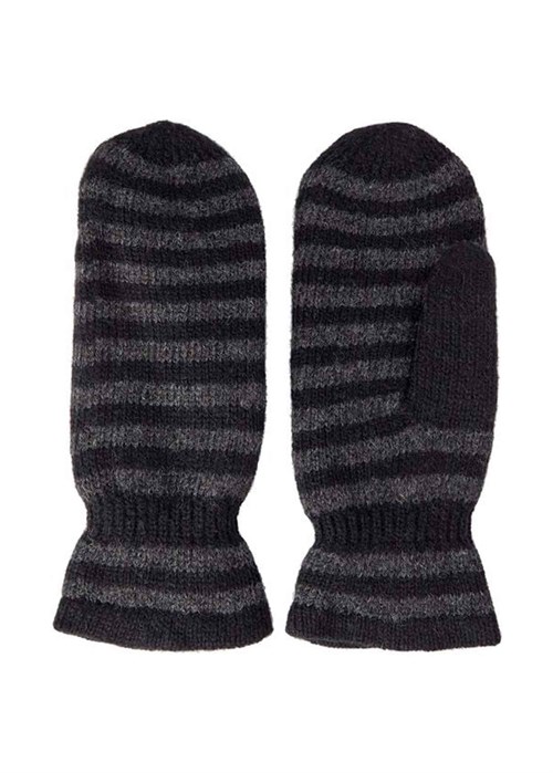 Striped mittens Black/Charcoal Hestra