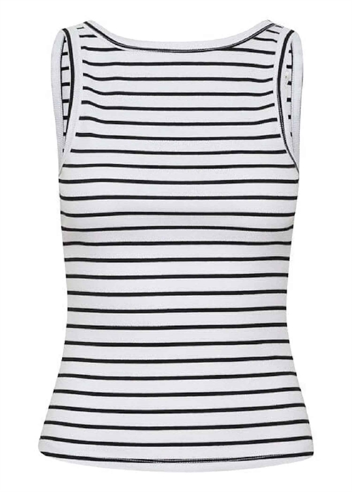 Drew sl reversible stripe top Bright White Black Gestuz 