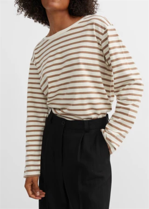 Loui oversized bluse Light Brown/White Stripe Skall Studio 