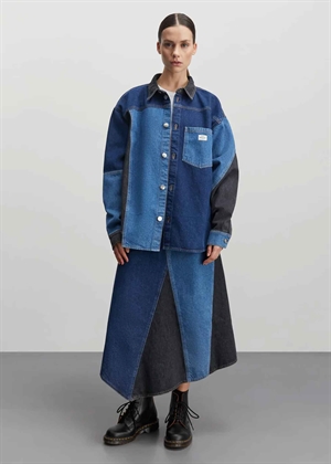 Gisli patch denim skjorte Mix Blue Denim Mads Nørgaard 