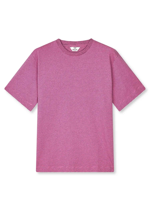 Dassel crisp jersey tee Carmine Rose/Black Mads Nørgaard