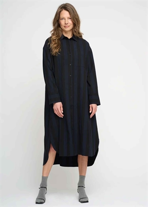 Floret stripe skjorte kjole Navy/Black Moshi Moshi 